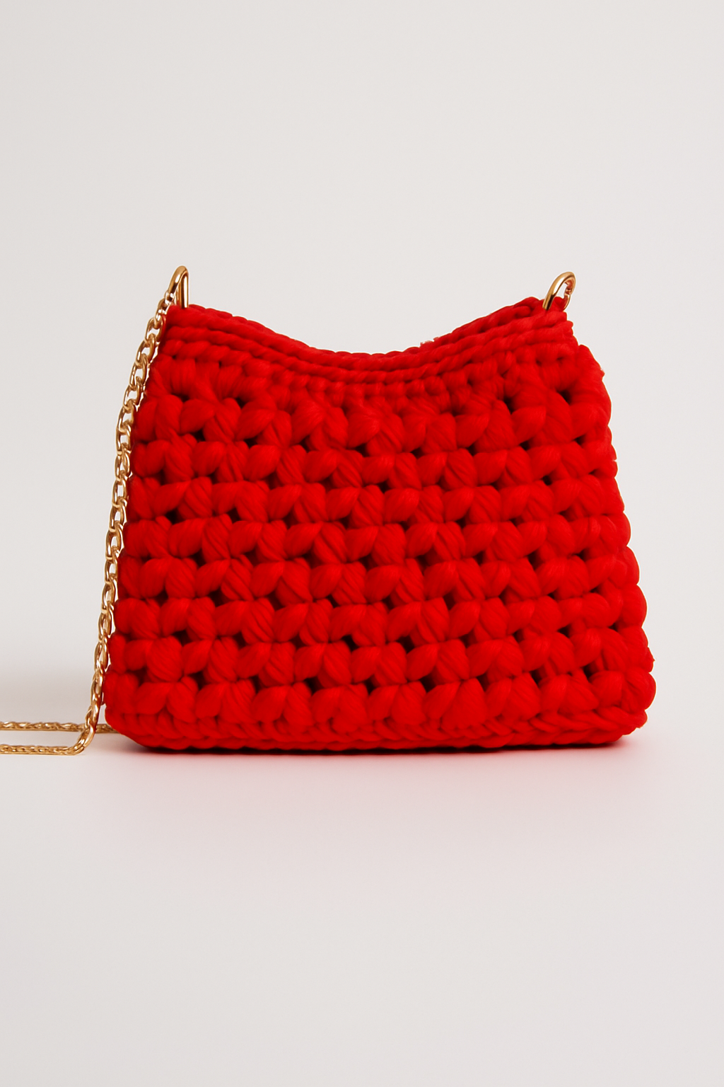 Woven Charm Shoulder Bag – Red (Small Size)