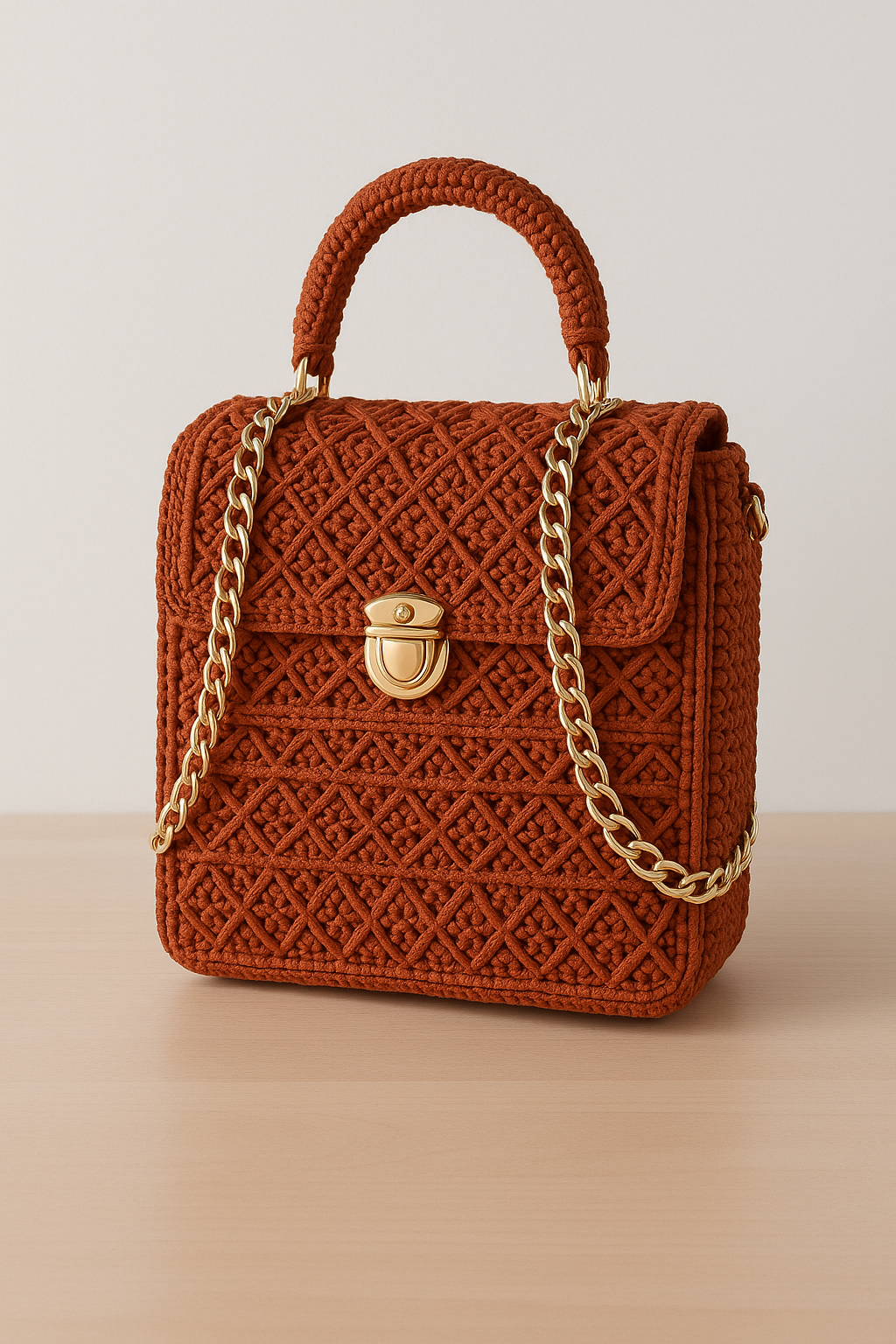 Royal Lattice Handwoven Satchel(Medium size)