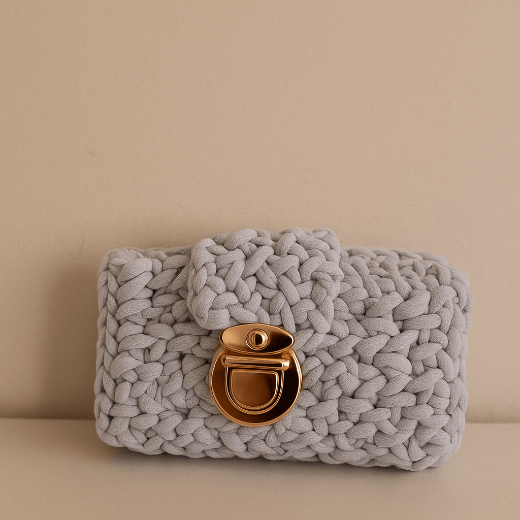 Soft Grey Luxe Mini Clutch Bag