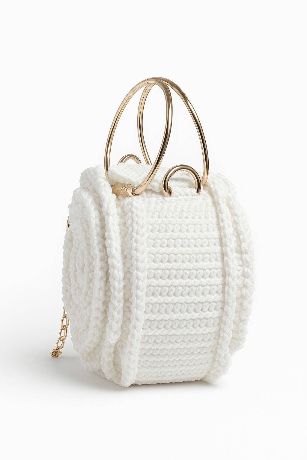 Ivory Bloom Handwoven Rose Bag front view