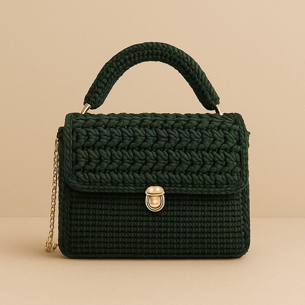 Emerald Crochet Mini Handbag – Handmade Elegance