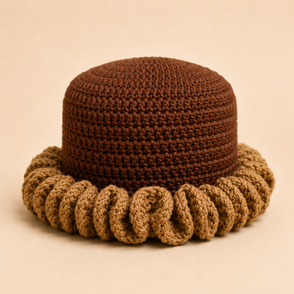 Brown handmade crochet bucket hat