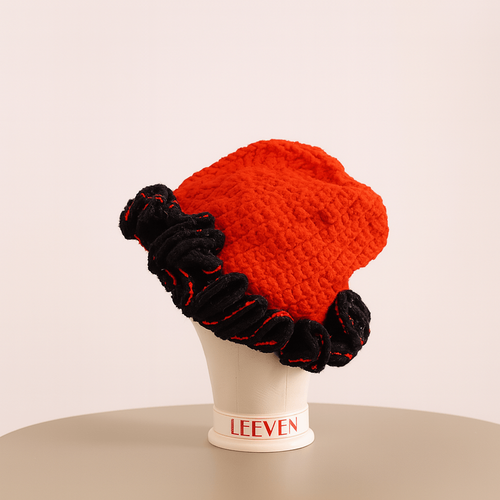 Bold Red &amp; Black Crochet Beret!
