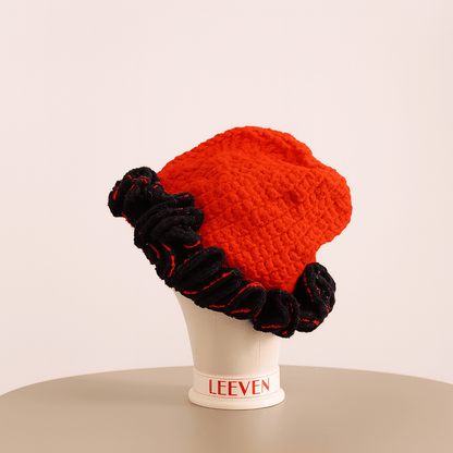 Bold Red &amp; Black Crochet Beret!