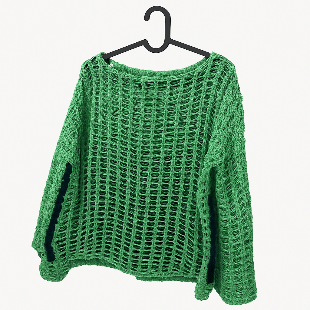 Hand-Crocheted Open-Weave Pullover