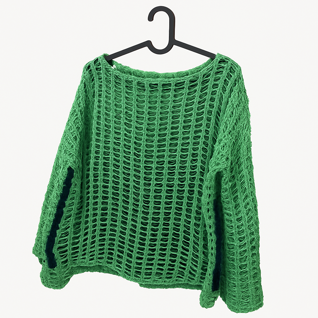 Hand-Crocheted Open-Weave Pullover