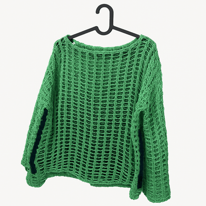 Hand-Crocheted Open-Weave Pullover