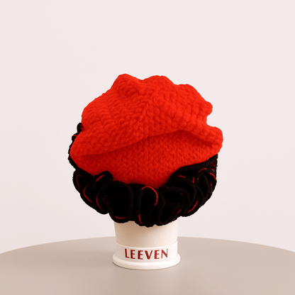 Bold Red &amp; Black Crochet Beret!