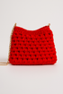 Woven Charm Shoulder Bag Red plus