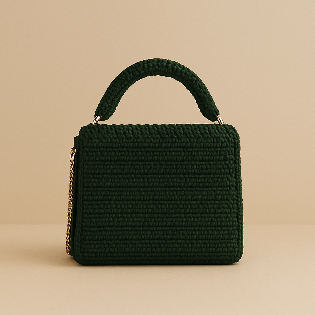 Emerald Crochet Mini Handbag – Handmade Elegance