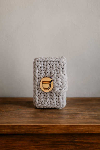 Soft Grey Luxe Mini Clutch Bag