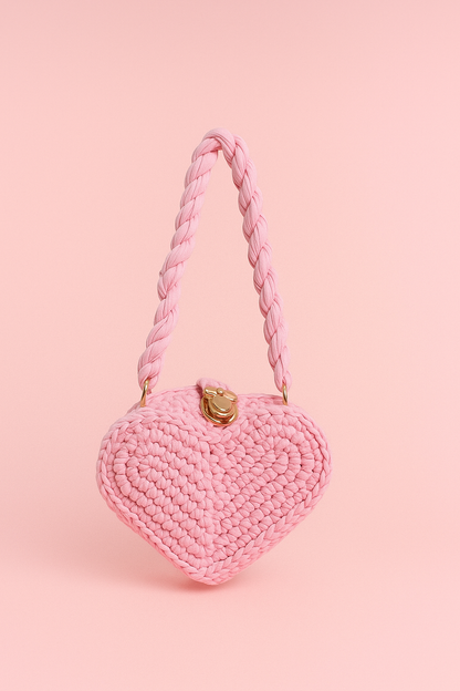 Coral Heart Crochet Purse Luxe
