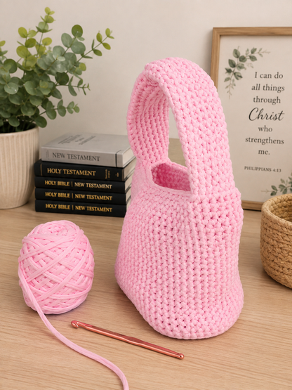 Grace Tote – Blush Pink Handmade Crochet Bag