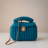 Turquoise Crochet Shoulder Bag Front View