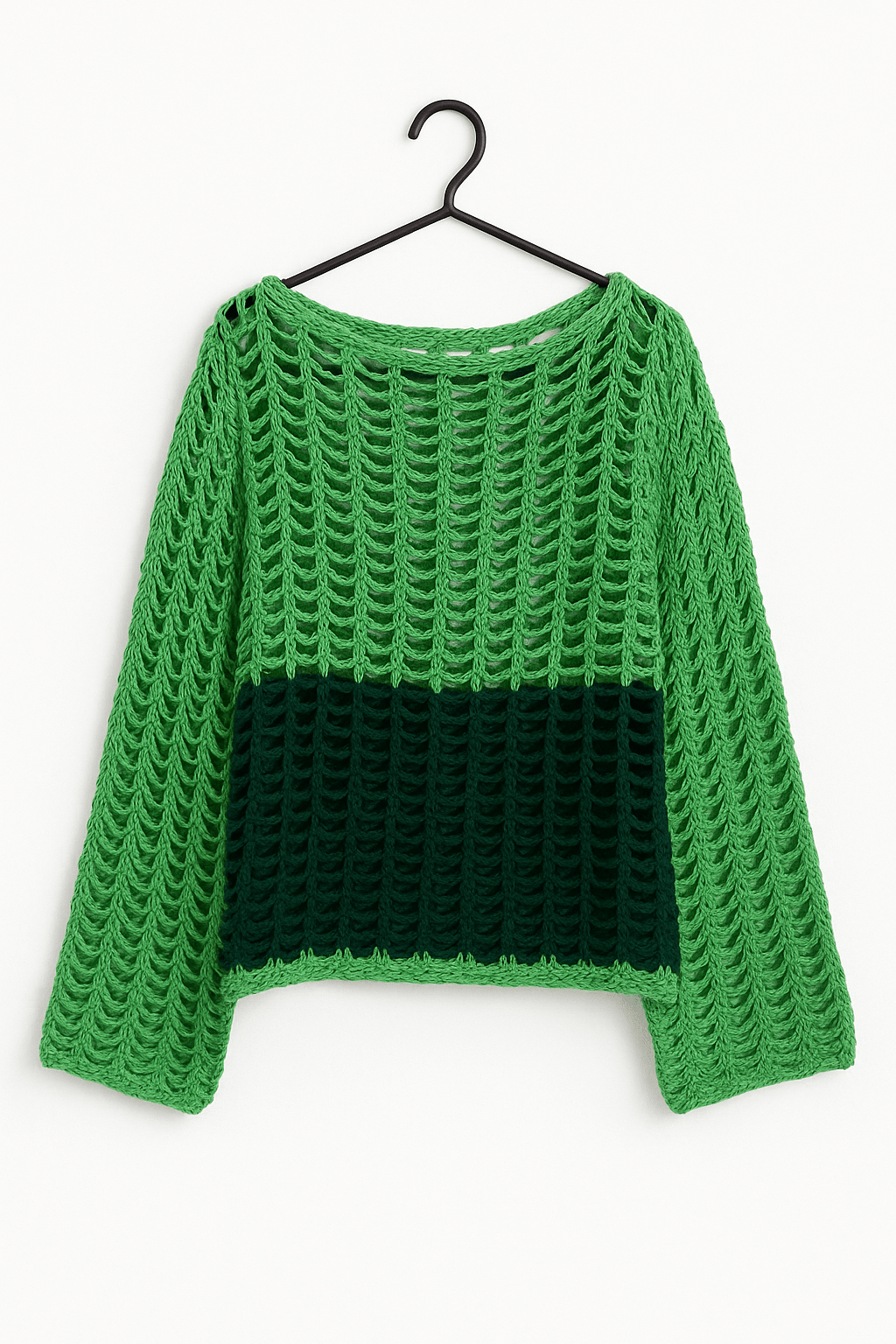 Hand-Crocheted Open-Weave Pullover