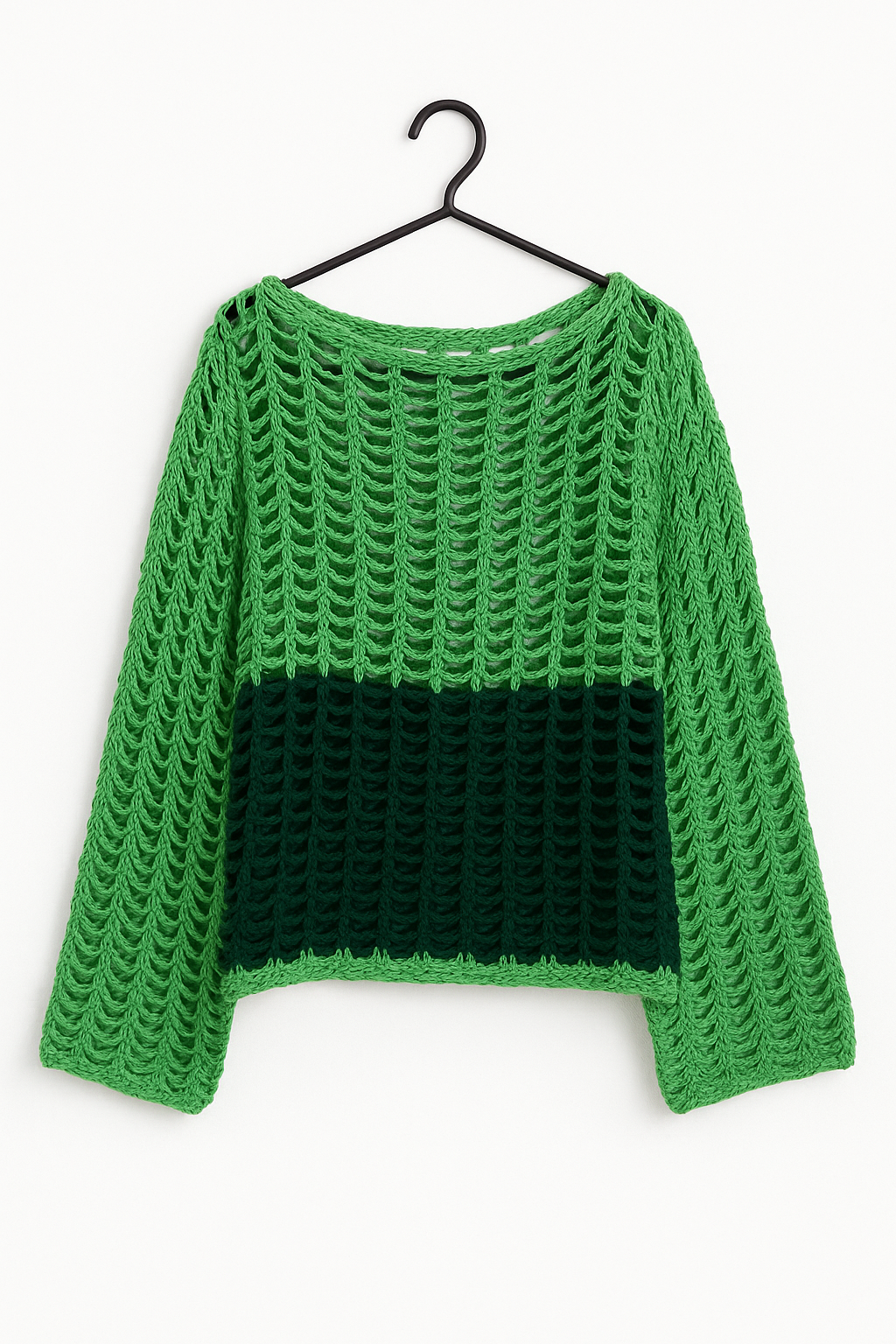 Hand-Crocheted Open-Weave Pullover