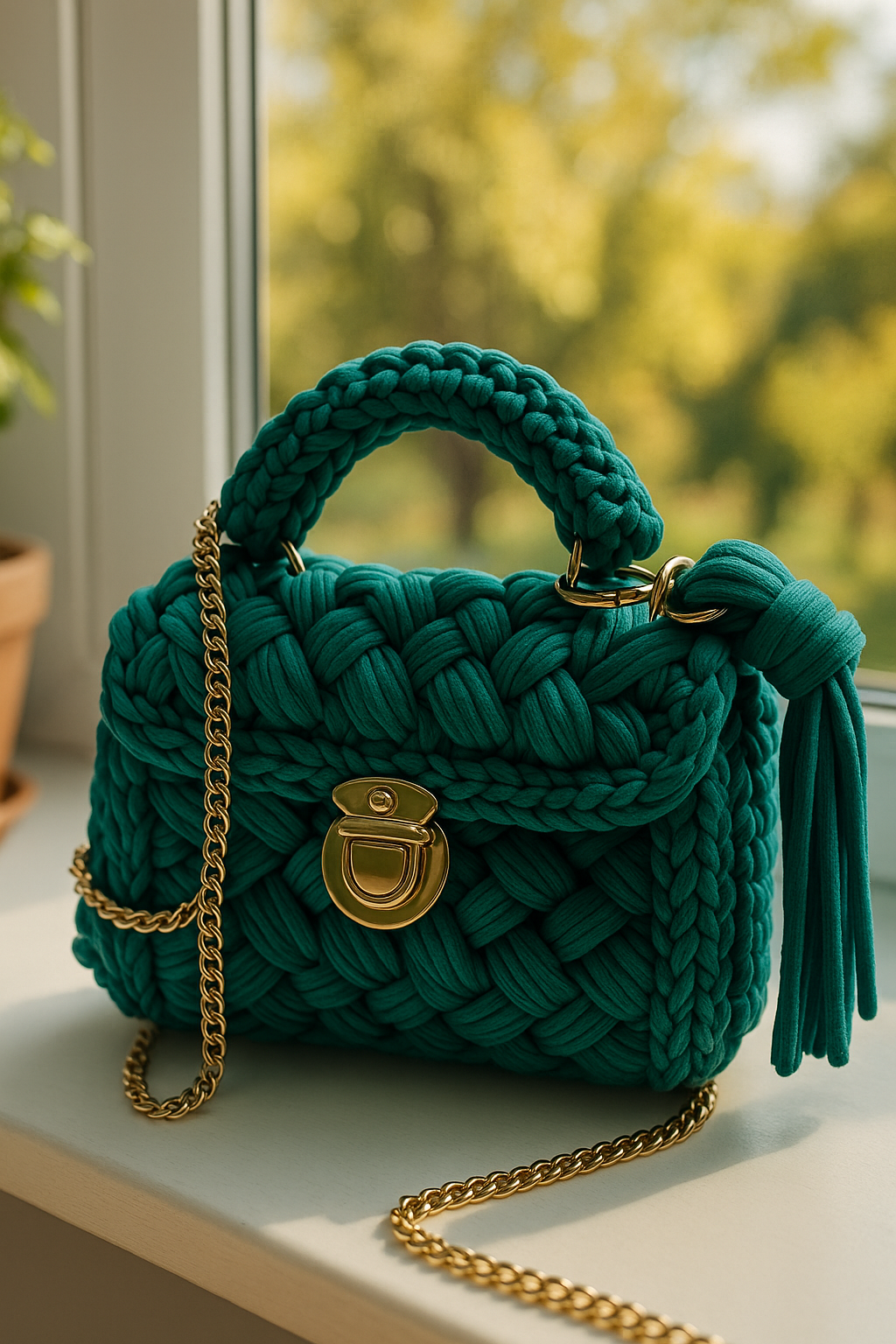 Emerald Green Crochet Bag Luxx