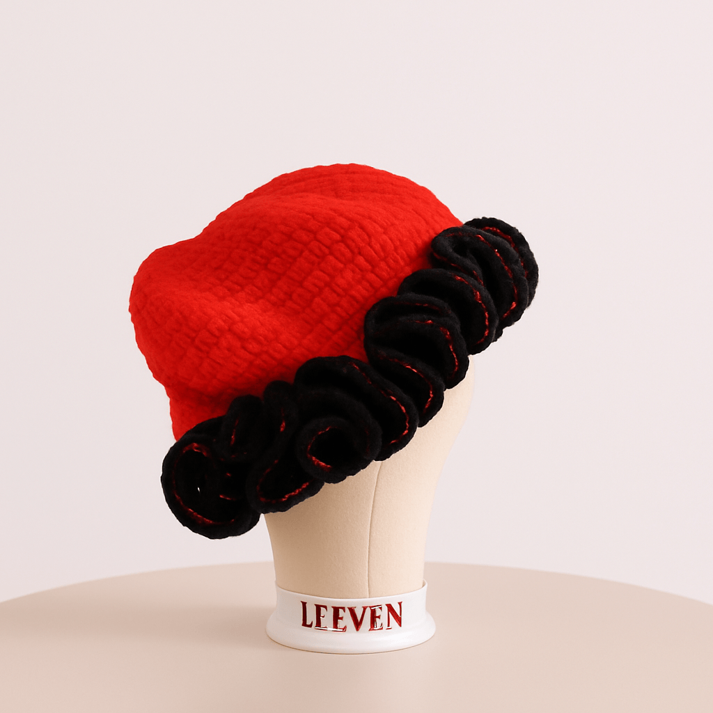 Bold Red &amp; Black Crochet Beret!