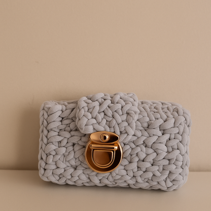 Soft Grey Luxe Mini Clutch Bag