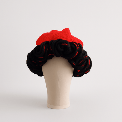 Bold Red &amp; Black Crochet Beret!