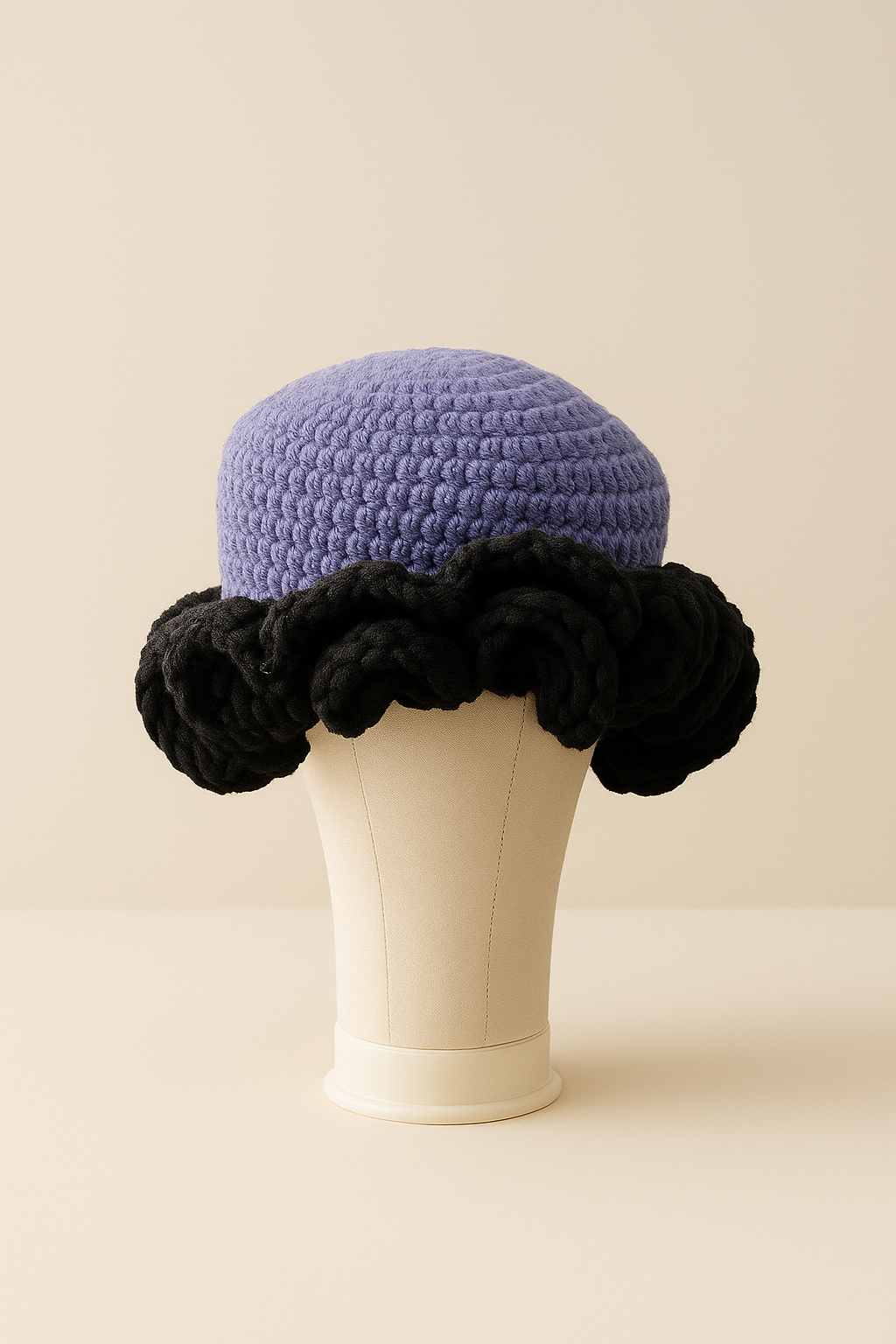 Handmade Afro Puff Crochet Hat Purple
