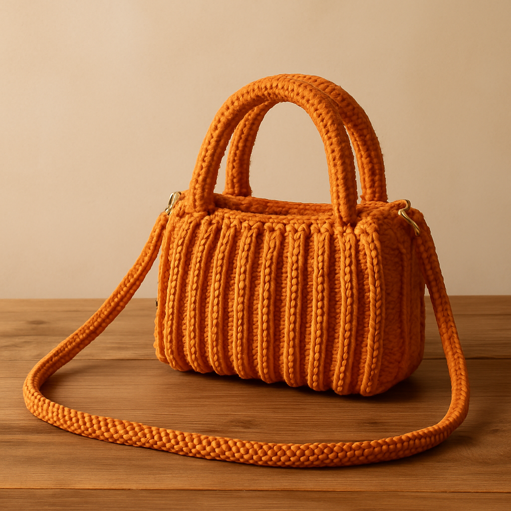 Rust Elegance Woven Tote Bag pkus