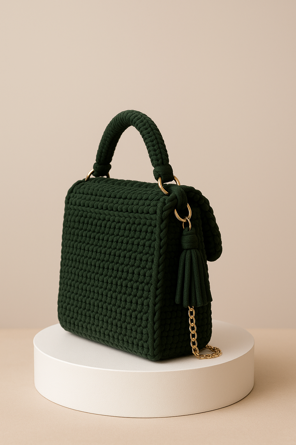 Emerald Crochet Mini Handbag – Handmade Elegance