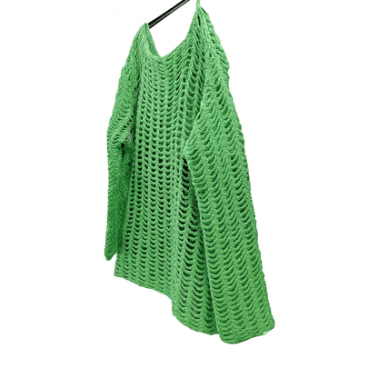 Hand-Crocheted Open-Weave Pullover