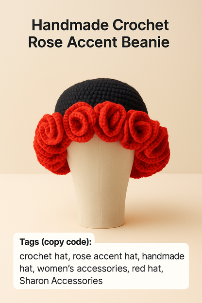Rose Ruffle Crochet Beret Caps