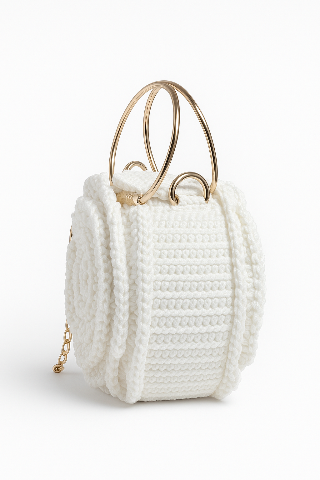 Ivory Bloom Handwoven Rose Bag front view