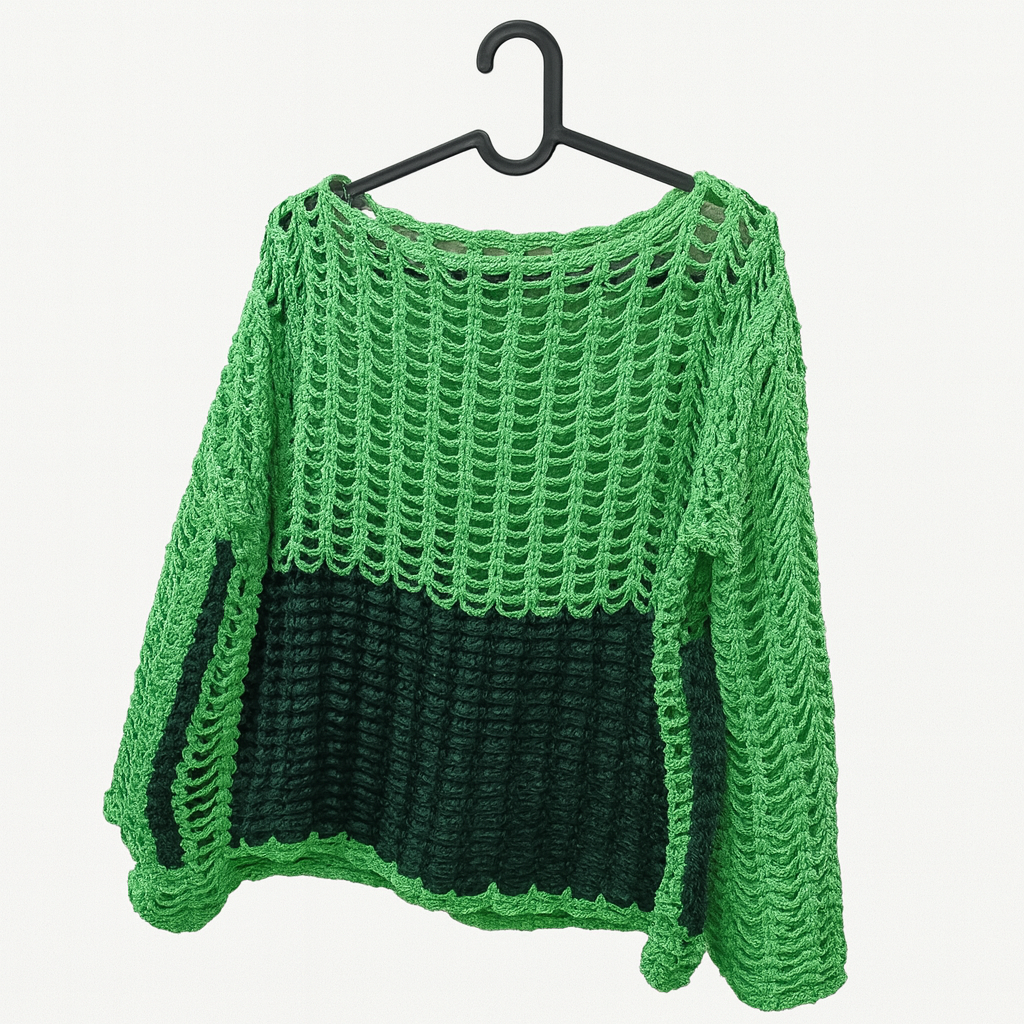 Hand-Crocheted Open-Weave Pullover