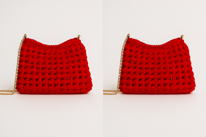 Woven Charm Shoulder Bag Red plus