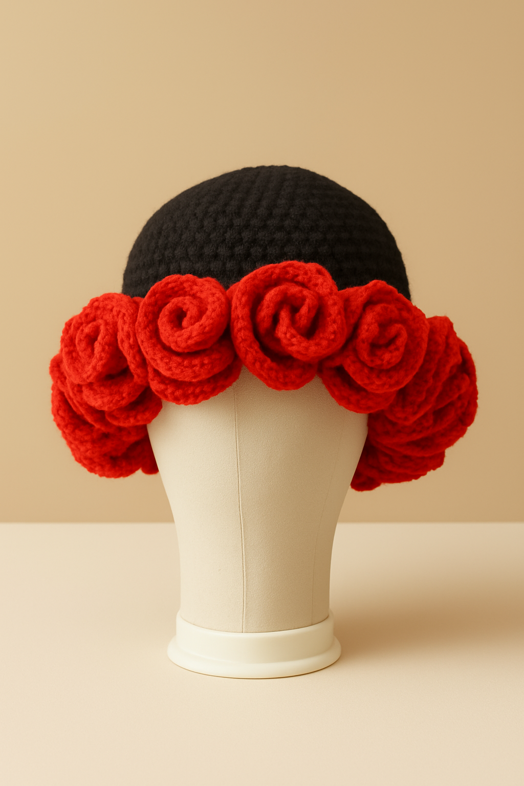 Rose Ruffle Crochet Beret Caps