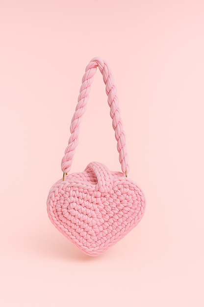 Coral Heart Crochet Purse Luxe